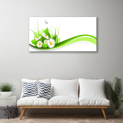 Canvas print Abstract art green white yellow