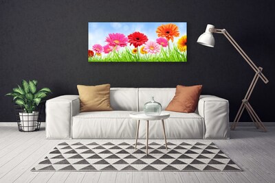 Canvas print Flowers grass floral multi