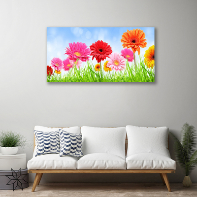 Canvas print Flowers grass floral multi