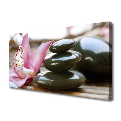 Canvas print Flower stones art pink grey