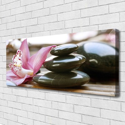 Canvas print Flower stones art pink grey