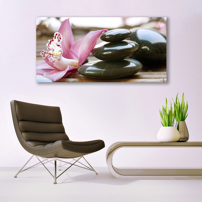 Canvas print Flower stones art pink grey