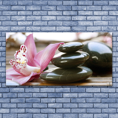 Canvas print Flower stones art pink grey