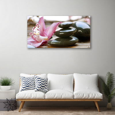 Canvas print Flower stones art pink grey