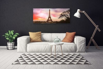 Canvas print Eiffel tower paris architecture brown yellow green