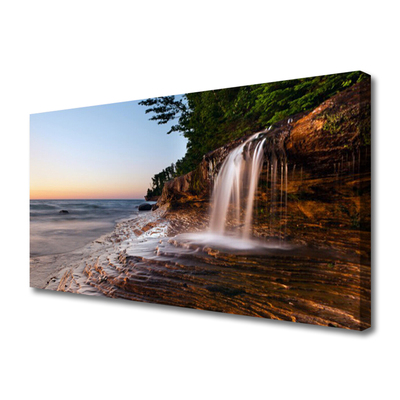 Canvas print Waterfall landscape white brown