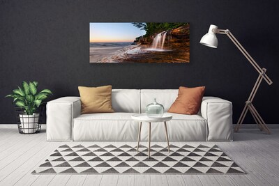 Canvas print Waterfall landscape white brown