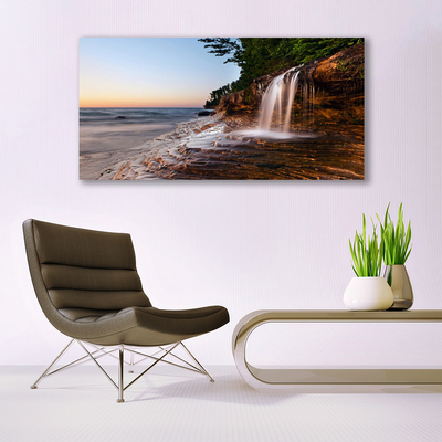 Canvas print Waterfall landscape white brown