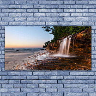 Canvas print Waterfall landscape white brown