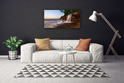 Canvas print Waterfall landscape white brown