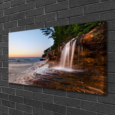 Canvas print Waterfall landscape white brown