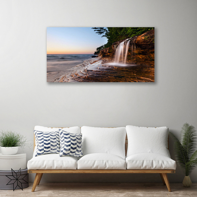 Canvas print Waterfall landscape white brown