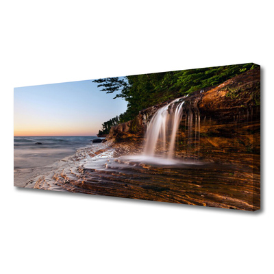 Canvas print Waterfall landscape white brown