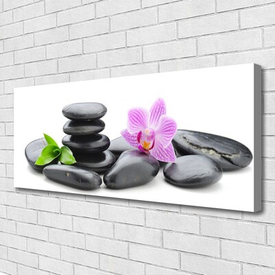 Canvas print Flower stones art pink black