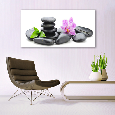 Canvas print Flower stones art pink black