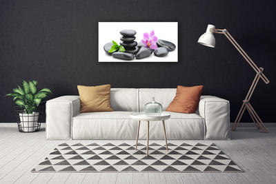 Canvas print Flower stones art pink black