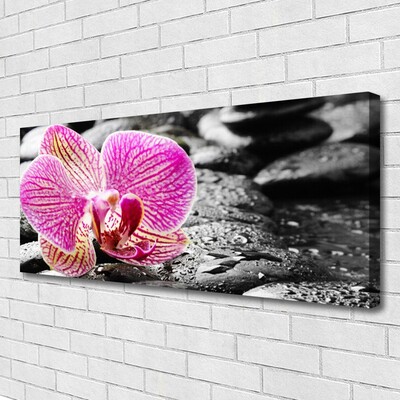 Canvas print Flower stones floral pink black