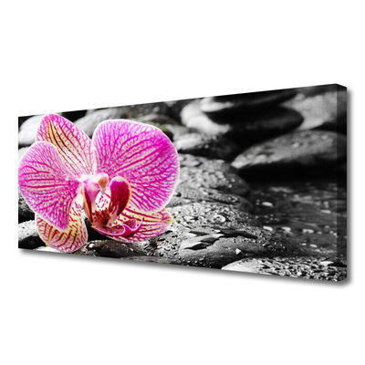 Canvas print Flower stones floral pink black