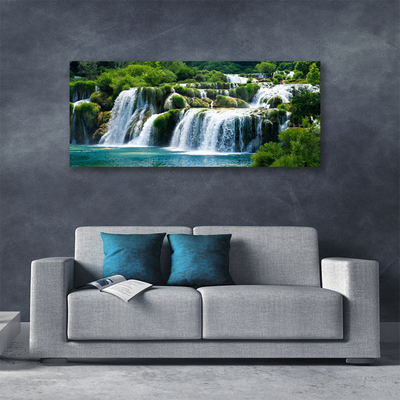 Canvas print Waterfall nature blue white