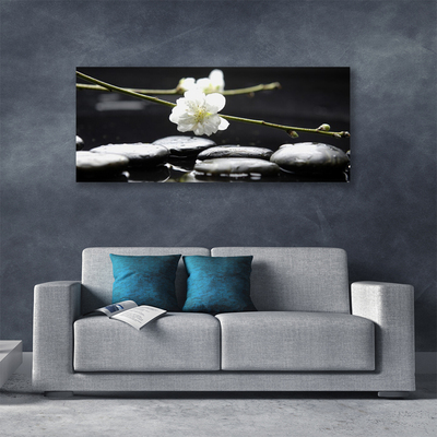 Canvas print Flower stones art white black