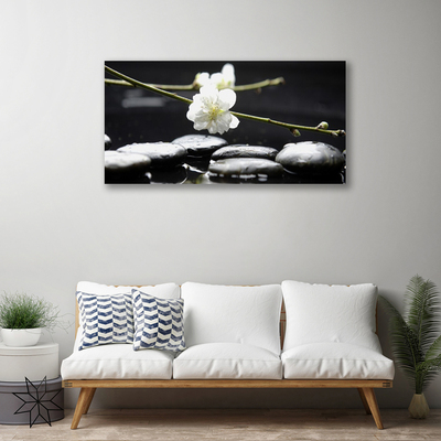 Canvas print Flower stones art white black