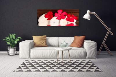 Canvas print Flower stones floral red white