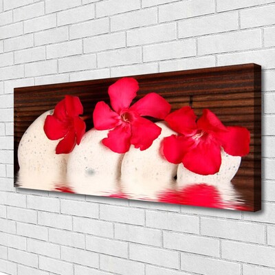 Canvas print Flower stones floral red white