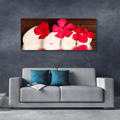 Canvas print Flower stones floral red white