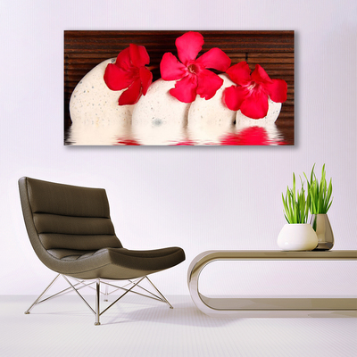 Canvas print Flower stones floral red white