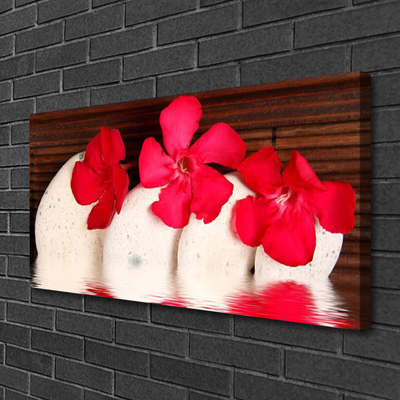 Canvas print Flower stones floral red white