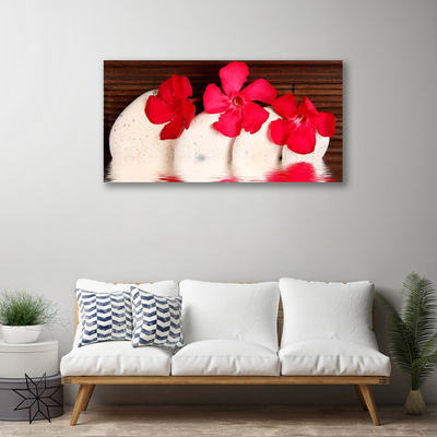 Canvas print Flower stones floral red white