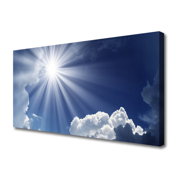 Canvas print Sun landscape blue white