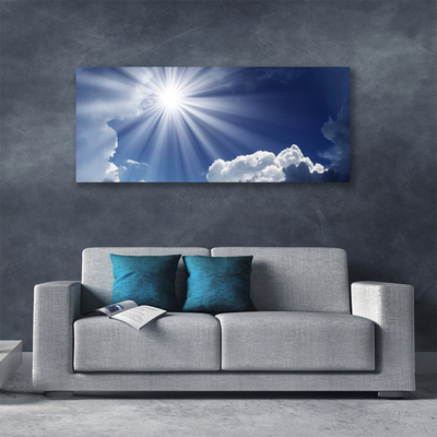 Canvas print Sun landscape blue white