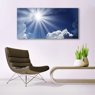 Canvas print Sun landscape blue white