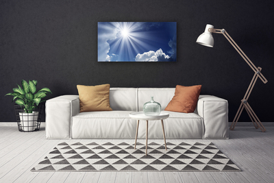 Canvas print Sun landscape blue white