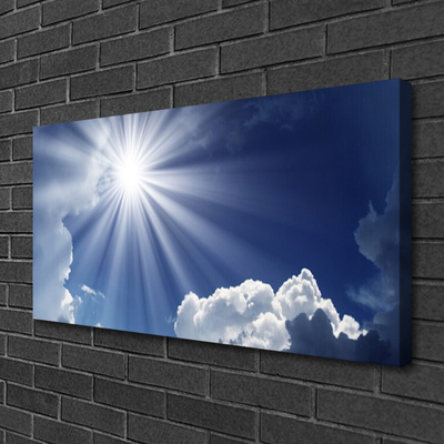 Canvas print Sun landscape blue white