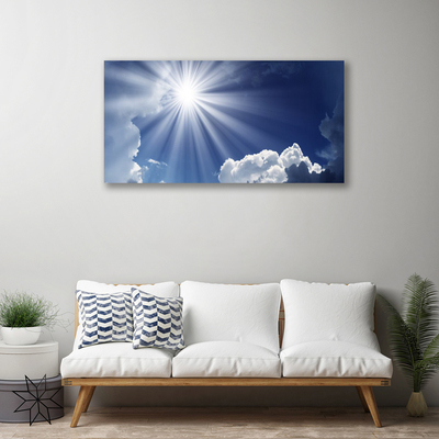 Canvas print Sun landscape blue white