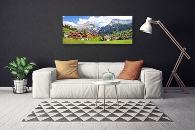 Canvas print Houses mountain landscape brown grey white