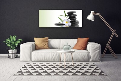 Canvas print Flower stones art white black