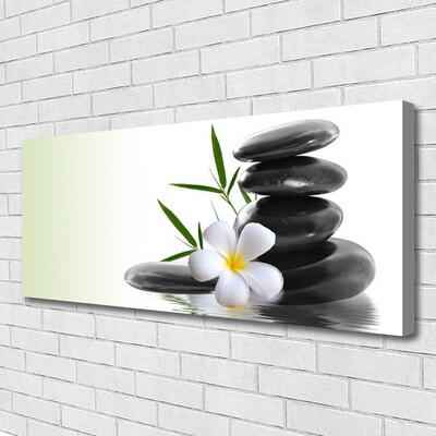 Canvas print Flower stones art white black