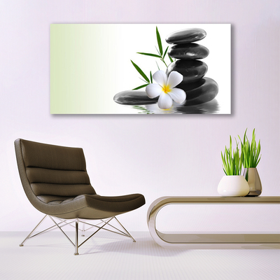 Canvas print Flower stones art white black