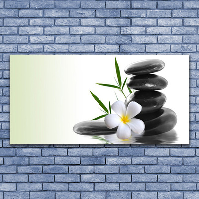 Canvas print Flower stones art white black