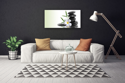 Canvas print Flower stones art white black