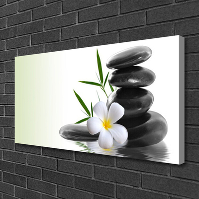 Canvas print Flower stones art white black