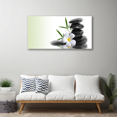 Canvas print Flower stones art white black