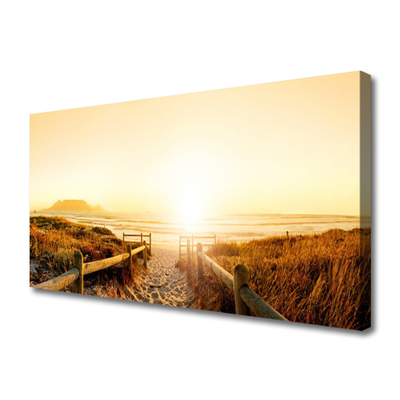 Canvas print Footpath landscape green yellow brown