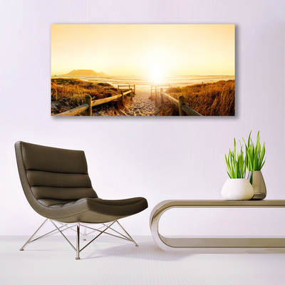 Canvas print Footpath landscape green yellow brown