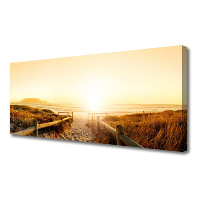 Canvas print Footpath landscape green yellow brown