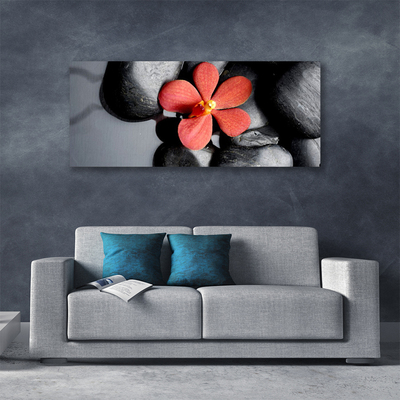 Canvas print Flower stones art red grey