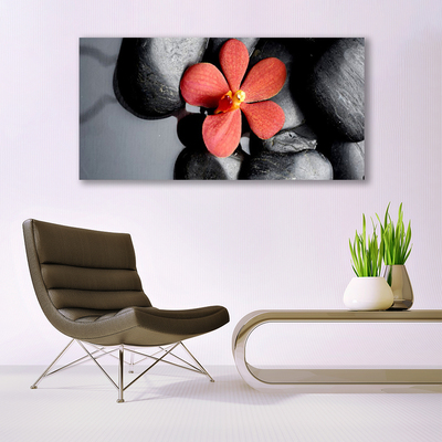 Canvas print Flower stones art red grey